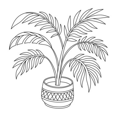 Çizgi sarı palmiye kabı ile düzenlenebilir vuruş vektörü simgesi.