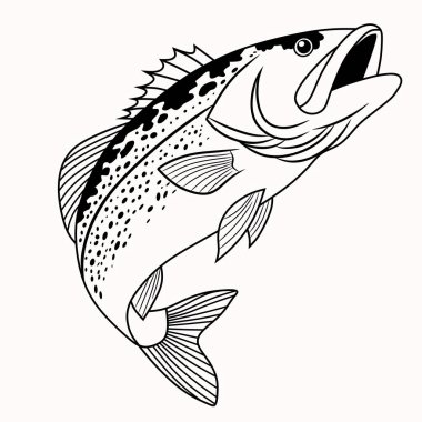 Ayrıntılı yüzgeçleri ve benekleri olan bir timsah balığı çizgisi sanatı. Boyama sayfaları, deniz yaşamı eğitimi ya da balıkçılık temalı tasarım projeleri için mükemmel..