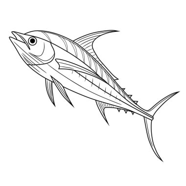 Renkli kitaplar, deniz eğitimi, balıkçılık içeriği veya okyanus temalı grafik tasarımları için ideal, escolar balığın ayrıntılı çizgileri..