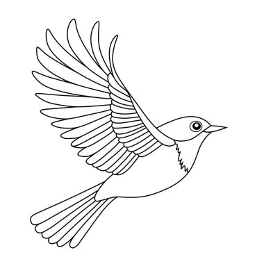 Kanatları açık uçan bir Mangrove Mavi Sinekkapanı stili. Boyama sayfaları, dövme tasarımları ya da kuş temalı çizimler için harika..