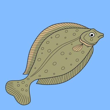 Düz gövdeli ve benekli desenli şirin balık çizimi. Deniz temalı tasarımlar, çocuk eğitimi ya da okyanus hayvanı çizimleri için ideal.