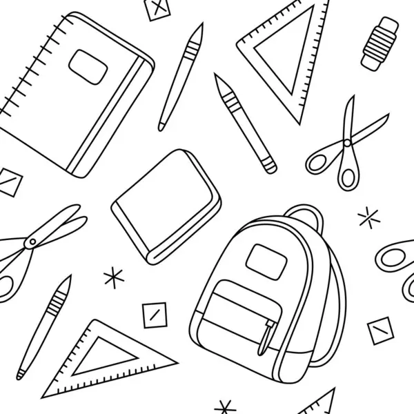 Kırtasiye ve geometrik elementlerle modern okul çizgisi tasarımına dönüş.