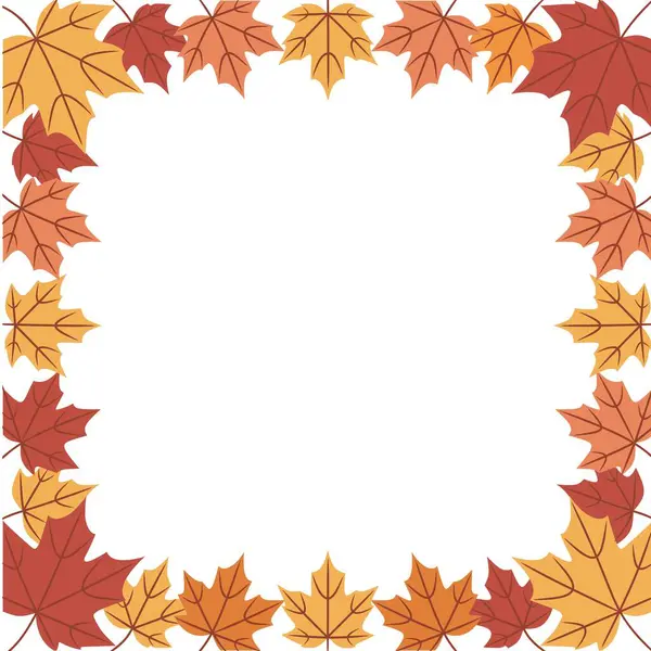 Kırmızı, turuncu ve sarı renkli sonbahar akçaağaç yapraklı vektör çerçeve çizimi, davetiyeler, posterler veya mevsimsel arka planlar için mükemmel.