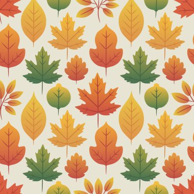 Meşe palamudu, sonbahar yaprakları ve dallarla kusursuz bir desen. Duvar kağıdı, hediye kağıdı, web sayfası geçmişi, sonbahar tebrik kartları için mükemmel. Vektör illüstrasyonu