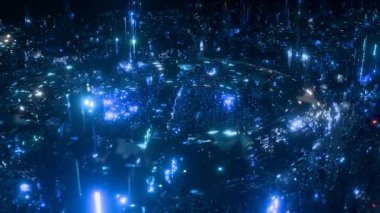 Gelecekçi Şehir Döngüsü Canlandırılmış Siber Teknoloji Arkaplanı