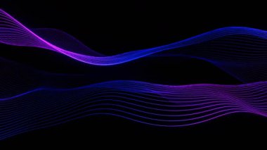 Soyut dalga çizgileri. Parlak neon ışığı. Vektör çizimi. döngü canlandırması