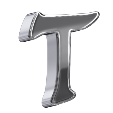 Zarif ve rafine edilmiş üç boyutlu bir T harfi. Parlatılmış gümüş kromdan güzel yapılmış. Bu mektubun yansıtıcı yüzeyi ve temiz çizgileri modern ve şık bir estetik yaratarak tasarım projeleri, tabelalar veya sanatsal gösterimler için ideal hale getiriyor.