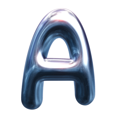 Bir balon harfi, 3 boyutlu krom işlemeli.