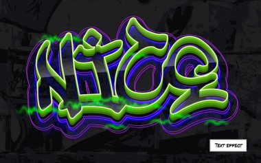 Düzenlenebilir metin efekti. Renkli grafiti harfleri. vektör illüstrasyonu.