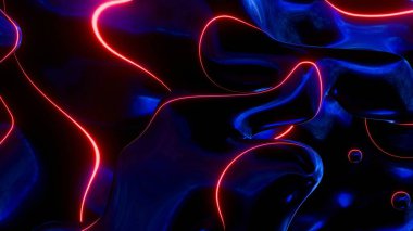 Koyu mavi, kıvrımlı kırmızı vektör dokusu. Gradyan çizgileri olan gösterişli soyut çizimler. İşiniz için tasarım, terfi.