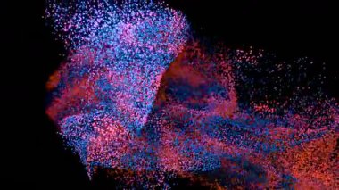 Siyah arkaplanda renkli parçacık döngüsü canlandırması