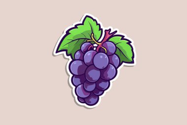 Üzüm meyvesi ikonu, çizgi film tarzı.