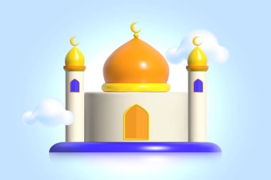 Ramazan 3D Şirin Çizimler. Müslüman Bayramını Kutsa Sancağını