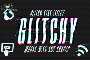 Düzenlenebilir hata metin efekti. Arıza sembolü. vektör illüstrasyonu.