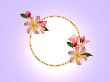 yuvarlak çerçeveli pembe çiçekli