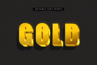 Siyah arkaplan üzerine altın metin, vektör tasarımı, düzenlenebilir vektör tipografi efekti