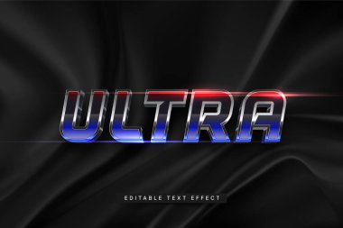 Metalik metin etkisi. Geleceksel düzenlenebilir vektör tipografi efekti