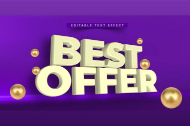 Mor gradyan mor arkaplan üzerinde en iyi teklif, mor gradyan, düzenlenebilir vektör tipografi etkisidir.