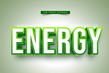 Enerji 3 boyutlu metin efekti, 3 boyutlu harf ve metin efekti. Pankart, poster ya da baskı tasarımı için uygun. düzenlenebilir tipografi efekti
