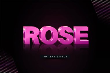 pembe gül metin efekti, vektör düzenlenebilir tipografi efekti