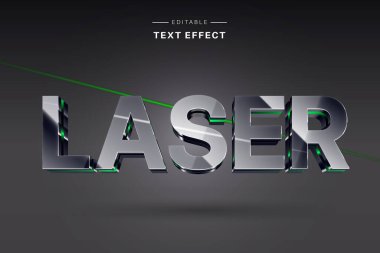 Lazer modern siber metin efekti, vektör düzenlenebilir tipografi efekti