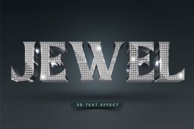 Parlak metin efektli gümüş elmas, düzenlenebilir vektör tipografisi