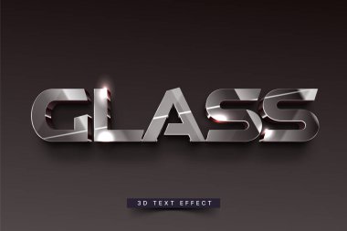 metin efektli cam, düzenlenebilir vektör tipografisi