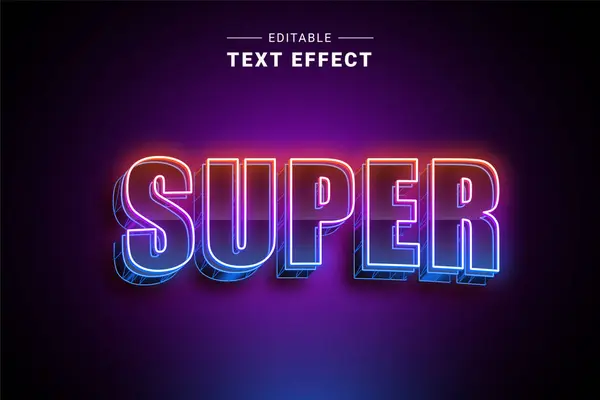super neon metin efekti, vektör illüstrasyonu, düzenlenebilir vektör tipografisi