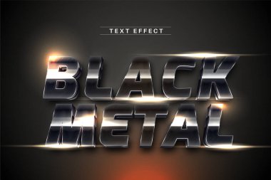 Metal efektli siyah metin efekti. düzenlenebilir metin efekti