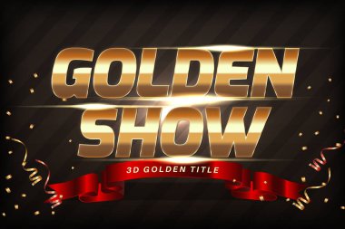 Kırmızı kurdeleli vektör altın metni düzenlenebilir vektör tipografisi