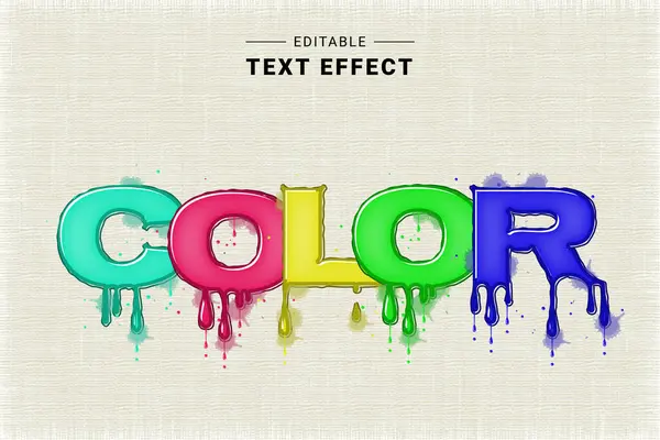 Renkli mürekkep düzenlenebilir metin efekti, renk arkaplanı. Soyut arkaplan. vektör illüstrasyonu.