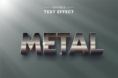 gümüş metal yazı tipi düzenlenebilir metin efekti