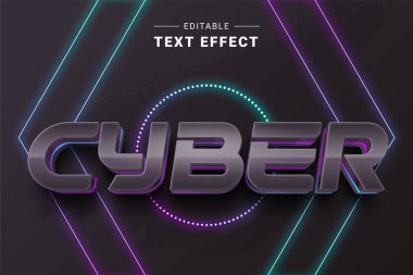Gelecekçi neon metin, siber metin, düzenlenebilir efekt, vektör