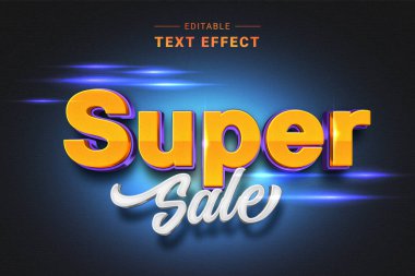 super sale promosyon biçimi düzenlenebilir tipografi efekti