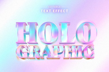 Düzenlenebilir 3D Moda Holografik Metin Efekti. Canlı Grafik Biçimleri