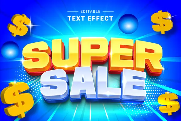 süper satış 3d metin biçimi efekti