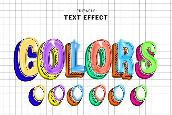 Karalama tarzı renkli metin efekti. düzenlenebilir vektör etkisi