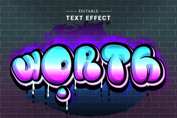 vektör neon graffiti biçimi düzenlenebilir metin efekti