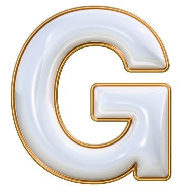 Beyaz arkaplanda 3D altın harfli g harfi - 3D illüstrasyon