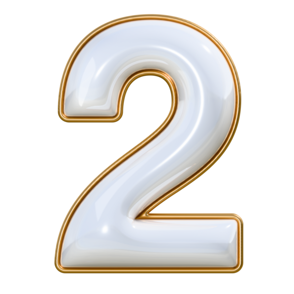 beyaz zemin üzerine 2 numaralı