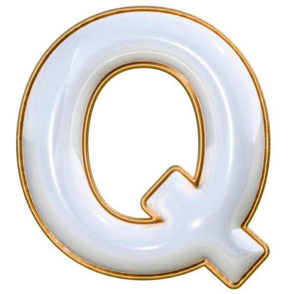 Beyaz arkaplanda altın dokuya sahip q harfinin 3 boyutlu görüntüsü
