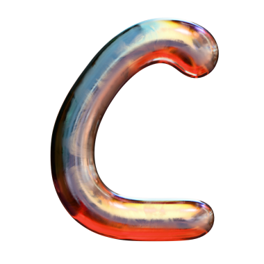 c parlak metalik krom biçiminde harf