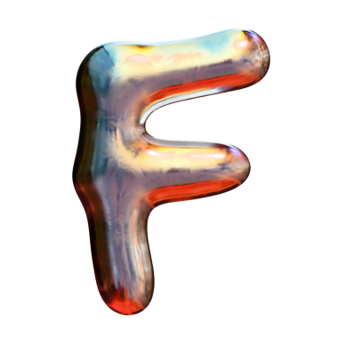 f parlak metalik krom biçiminde harf