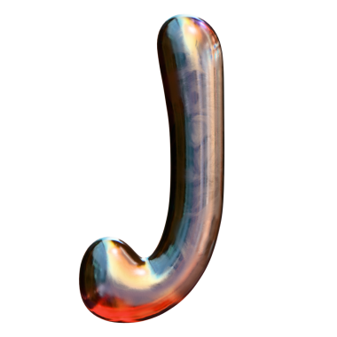 j parlak metalik krom biçiminde harf