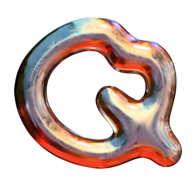 q parlak metalik krom biçiminde harf