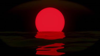 Ay ışığıyla aydınlatılmış deniz manzaralı döngü animasyon arka planı