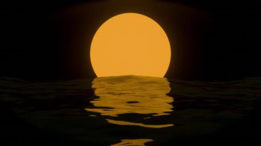 Ay, deniz canlısı bir döngü üzerinde parlıyor.