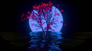 Dalgalı okyanus döngüsünde gecenin tek ağacı canlandırıldı.