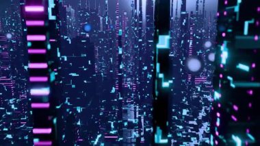 Gelecekçi Şehir Döngüsü Canlandırması Neon Skyline Arkaplan Hareketi