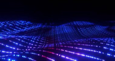 Karanlık Şebeke Kusursuz Hareketinde Neon Nabız Akıntısı Akıcı Elektrik Dalga Biçimleri